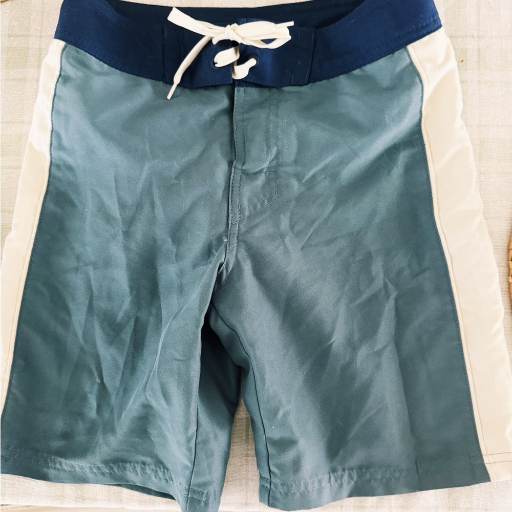 Target Blue and White Swim Trunks with Drawstring Waist